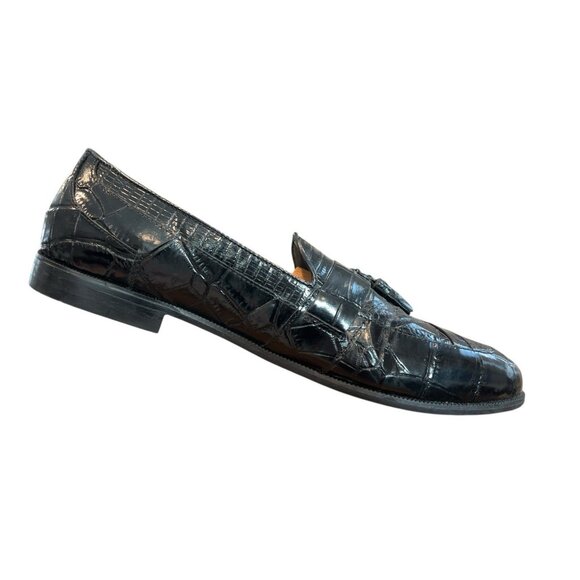 Stacy Adams Genuine Snakeskin Black Leather Dress Tassel Loafer Shoes Mens 15 M main image 14
